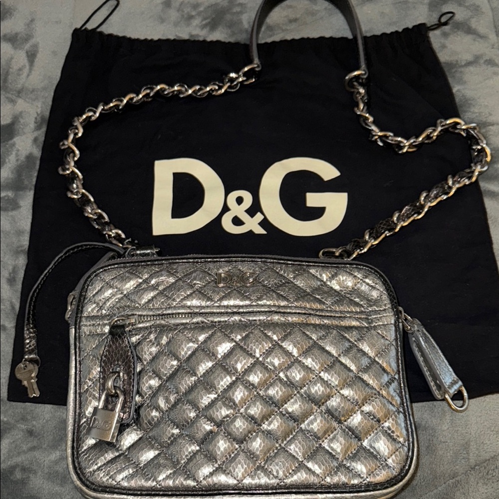 Preloved Dolce & Gabbana shoulder bag great condition silver python leather